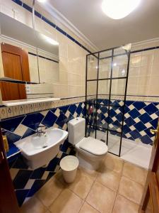 een badkamer met toilet en wastafel bij APARTAMENTOS URDAIBAI 7 in Bermeo