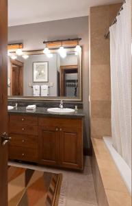 ジャクソンにあるModern Comfort Near Trails and Town in Jacksonの洗面台と鏡のあるバスルーム