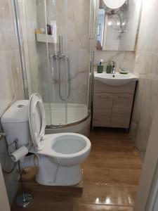 Koupelna v ubytování Despina's sweet studio -FREE PARKING- close to panthessaliko stadium and public pool of Nea Ionia + 17 fotografií