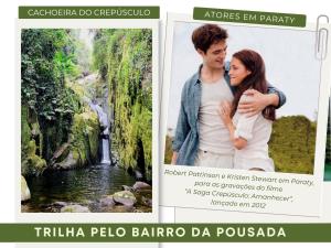 a flyer for a photography session with a waterfall at Pousada Caiçara Zen in Paraty