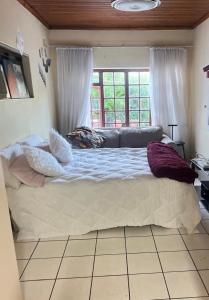 a bedroom with a large bed with pillows on it at Black chilli accommodation in Brackenfell
