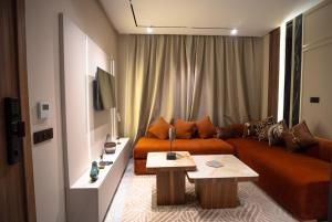 Χώρος καθιστικού στο Luxury studio with terrace