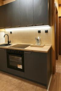 a kitchen with a sink and a counter top at Sun Village Apartments Zabljak in Žabljak