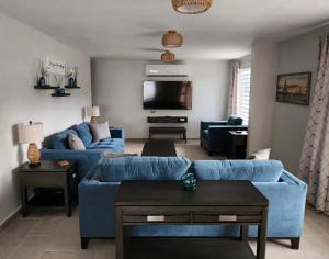 Televiisor ja/või meelelahutuskeskus majutusasutuses Beachfront Luxury Bungalow Private Premium Pool