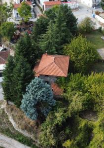 an aerial view of a house with a roof at Elato Stone House in Panayítsa