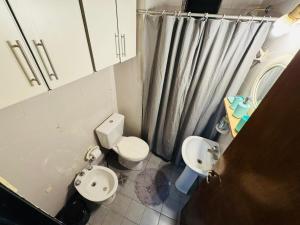 une petite salle de bain avec toilettes et lavabo dans l'établissement Amplio Departamento, à Cañada de Gómez