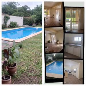 a group of four pictures of a swimming pool at Doña Antonia in Albarellos