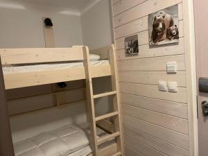 a room with two bunk beds and a ladder at Studio à Gourette pour 4 pers, 29m² avec terrasse et piscine - FR-1-860-56 in Gourette