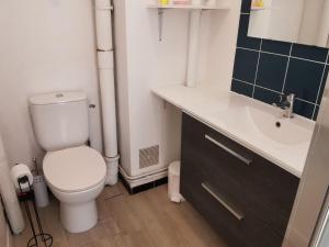 a bathroom with a white toilet and a sink at Studio à La Faute-sur-Mer avec vue sur la lagune et océan, parking et animal admis - FR-1-194-325 in La Faute-sur-Mer