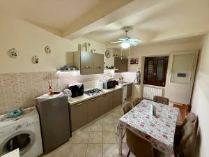 a kitchen with a table and a stove and a dishwasher at Casa di Patti in Meleto