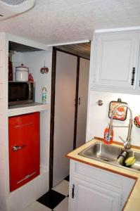 Køkken eller tekøkken på Texas Hill Country Vintage Caravan Glamping