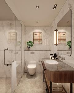 Koupelna v ubytování Vivanta Ekta Nagar