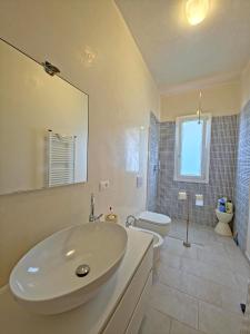 a white bathroom with a sink and a toilet at Villetta Tonfano in Marina di Pietrasanta