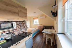 Kuchyň nebo kuchyňský kout v ubytování Šv Hubertas + 37 fotografií