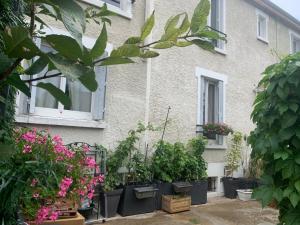 a bunch of potted plants in front of a building at La Grande Maison Paris Sud in Vitry-sur-Seine