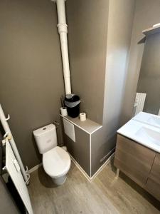a bathroom with a toilet and a sink at Leo Lagrange in Champforgeuil