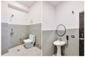 2 imágenes de un baño con aseo y lavabo en The Swarnim Vista Hotel, en Noida 26 fotos más