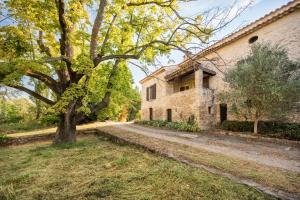 an old stone house with a tree in the foreground at Mas de Thésée Piscine & 12 ha privés in Reillanne