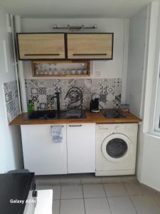 Kuchyň nebo kuchyňský kout v ubytování Résidence Vieille tour beach front senior access