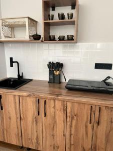 a kitchen with a counter top with a sink and a counter sidx sidx at TESTkg in Cholpon-Ata
