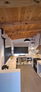 una grande cucina con soffitti in legno e piano di lavoro di Loft Moderno a Viedma