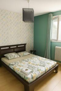 a bedroom with a bed in a room at Chambre privée chez l'habitant - La Chambre Jade in Colomiers