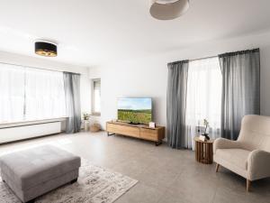 a living room with a couch and a tv at Exklusive Wohnung mit Ahrblick 3 in Bad Neuenahr-Ahrweiler