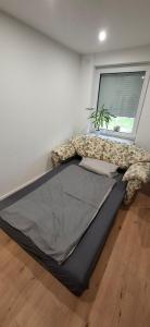 una camera da letto con un letto in una stanza con una finestra di Ferienwohnung Langwasser a Norimberga