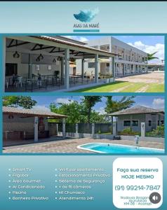 eine Collage von zwei Bildern eines Gebäudes in der Unterkunft Asas da Maré Pousada in Bragança