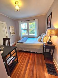 a bedroom with a bed and a window at Hot Tub 3 Kings Close To Everything in Bloomington