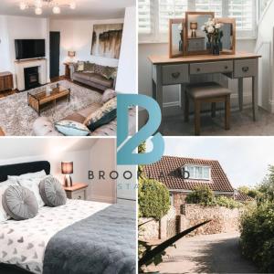 a collage of photos of a bedroom and a room at Charming 2-Bed House by Brookland Stays in Jersey Free Wi-Fi & Parking Included 