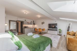 Μια τηλεόραση ή/και κέντρο ψυχαγωγίας στο Romantické studio v podkroví na Velkém náměstí, Wi-Fi, Netflix