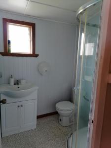 a bathroom with a toilet and a sink and a shower at Casadelaisla-Rilan in Rilán +15 photos
