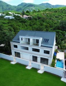 an aerial view of a house with a yard at SEA NOVA Friar's Bay Beachfront Properties in Saint Martin