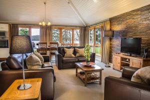 Μια τηλεόραση ή/και κέντρο ψυχαγωγίας στο 2 Bedroom detached lodge overlooking Loch Lomond