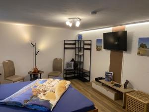 Μια τηλεόραση ή/και κέντρο ψυχαγωγίας στο Ferienwohnung-Wieber