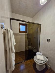 モンテ・ヴェルデにあるChalés Caminho das Pedrasのバスルーム(トイレ、シャワー、タオル付) +28枚の写真