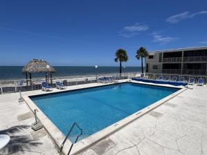 a swimming pool with chairs and the ocean in the background at Bird of Paradise in Marathon