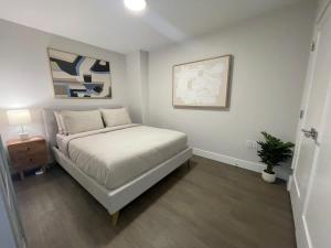 a bedroom with a bed and a potted plant at Waterfront downtown 1 Bedroom with 6 appliances in Halifax