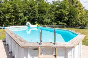a swimming pool with a rubber duck and a swan at Harria in Bidache