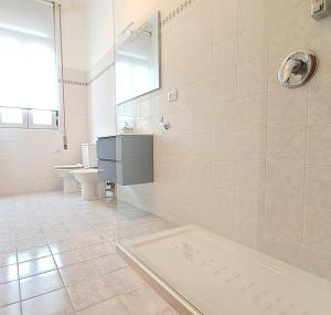 a bathroom with a shower and a sink and a toilet at Appartamento vicino a Firenze in Prato