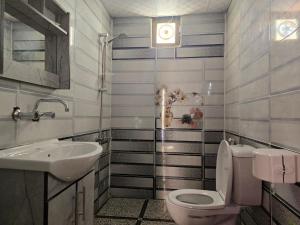 a bathroom with a toilet and a sink at SCARLET LUXURY CAMP WADI RuM in Wadi Rum +115 photos