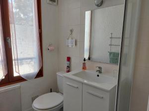 普罗万Provins centre, Appartement "Les voyages de Nastia", proche remparts et gare的浴室里有洗手池、马桶和镜子。 更多10张照片