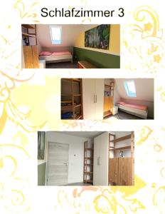 un collage de fotos de una habitación compartida en Modern Doppelhaus, en Baunatal 5 fotos más