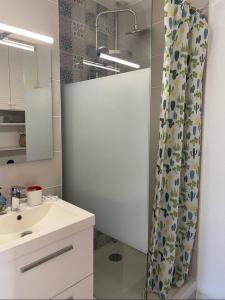 Koupelna v ubytování Maisonnette Ti Lézard Vert au calme à 100 mètres de la plage