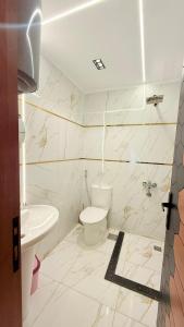 カイロにあるاستديوهات دياركم 2のトイレと洗面台を備えた白いバスルーム