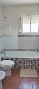 a bathroom with a toilet and a sink at Apartamentos de Salvadora I in El Bosque