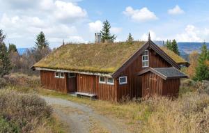 een huis met een grasdak op een onverharde weg bij Gorgeous Home In Venabygd With Sauna in Venabygd +8 foto's