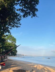 - Vistas a una playa con árboles y al océano en Quarto na Av Beira mar em um Apto familiar, en Fortaleza