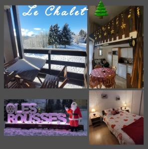 a collage of pictures of a house with a room at LE CHALET, Superbe Duplex Montagnard avec balcon, au calme - Les Rousses, Draps inclus & Parking gratuit in Les Rousses